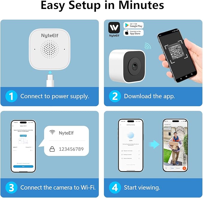 3MP Window Cameras for Home Security,Security Camera, 2K Full Color Night Vision, AI Human & Motion Detection, 24/7 Recording, Two-Way Audio, Easy Installation (White)