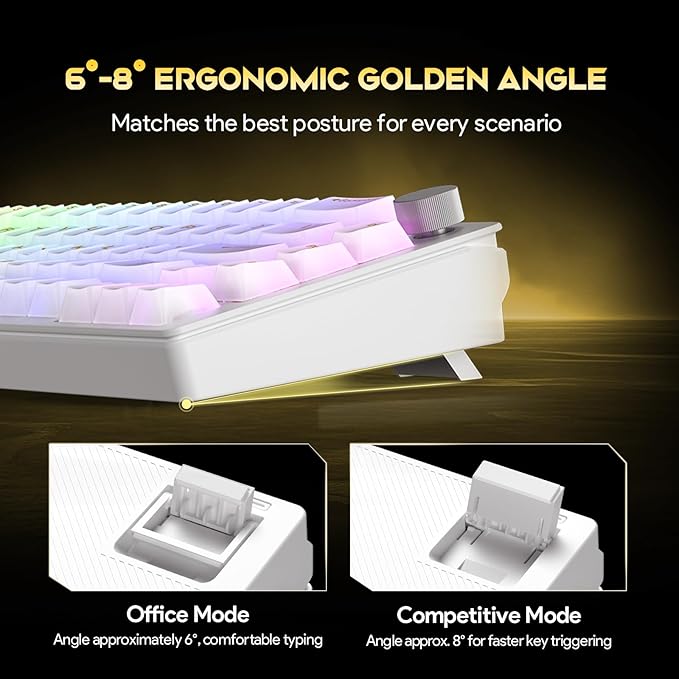 68% Gaming Mechanical Keyboard with RGB Backlit Wired Volume Knob Keyboard Gasket Mount with PBT Keycaps,8000 Hz Polling Rate, Hall Effect Cream Switches, Hot-Swap, for FPS Games (Cream White)