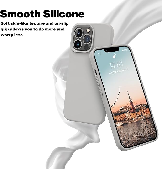OTOFLY Designed for iPhone 13 Pro Max Case, Silicone Shockproof Slim Thin Phone Case for iPhone 13 Pro Max 6.7 inch (Natural Titanium)