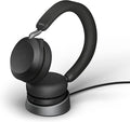Jabra Evolve2 75 PC Wireless Headset with Charging Stand and 8-Mic Technology - Dual Foam Stereo Headphones with Advanced Active Noise Cancelling, USB-C Bluetooth Adapter and UC Compatibility - Black