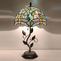 Tiffany Table Lamp, Stained Glass Style Desk Lamp, 12X12X19 Inch,Bedside Reading Light, Metal Leaf Base (Brown Dragonfly Style)