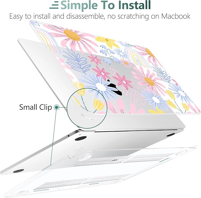 DONGKE Compatible with M5 MacBook Air 15 inch Case 2026 2025-2023 A3448 A3241 A3114 A2941 M4 M3 M2 Liquid Retina Display Touch ID, Protective Hard Shell Cover & Keyboard Skin - Colorful Florals