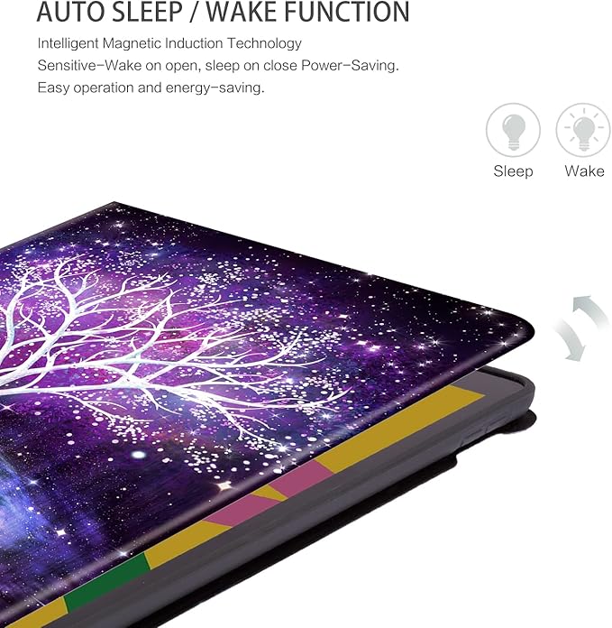 iPad 9th Generation Case, iPad 8th Generation Cases, ipad 7th Generation case, iPad 10.2Cases Kids Boy Girls Men Women Multi-Angle View Adjustable Stand Auto WakeSleep, Galaxy Fluorescent Tree