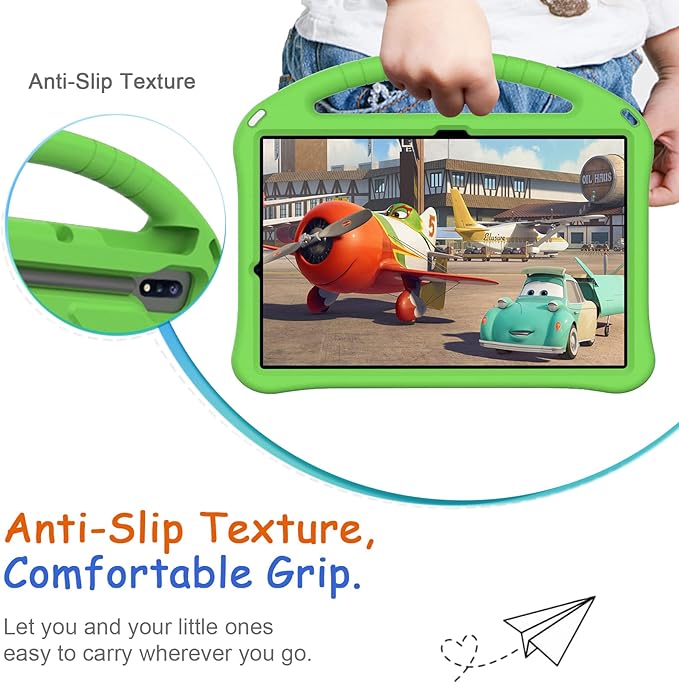Kids Case for Samsung Galaxy Tab S10+/S9+/S8+/S7 FE/S7+/S9 FE+ 12.4", Techcircle Light Weight Shock Proof EVA Foam Handle Rugged Stand Protective Case for Galaxy Tab S9 FE Plus/S10 Plus 2024, Green