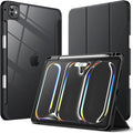 JETech Case for iPad Pro 11-Inch M5/M4 2025/2024 (6th/5th Generation) with Pencil Holder, Clear Transparent Back Shell Slim Stand Shockproof Tablet Cover, Auto Wake/Sleep (Black)