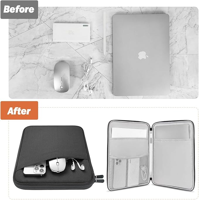 MoKo 13 Inch Tablet Sleeve Bag, Compatible with New 13 Inch iPad Pro M5 & Air M4/M3, iPad Pro 12.9 inch M2&M1, Galaxy Tab S8+/S9+ 12.4", Waterproof Bag Carrying Case with Pocket, Dark Gray