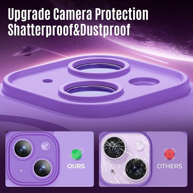 Symcele Designed for iPhone 15 Case, Compatible with MagSafe, with Privacy Screen Protectors X2, [Camera Protection] [15FT Military Drop Protection] Shockproof Phone Case, 6.1", Light Purple