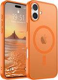 SUPFINE Magnetic for iPhone 16 Plus Case (Compatible with MagSafe) (Military Grade Drop Protection) Translucent Matte Shockproof Phone Cover,Starry Orange