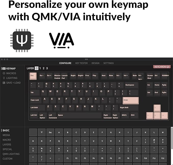 Keychron Q3 TKL Layout Hot-Swappable Wired Custom Mechanical Keyboard Full Aluminum Knob Barebone Version, QMK/VIA Programmable Macro, Double-Gasket DIY Kit Compatible with Mac Windows Linux-Blue