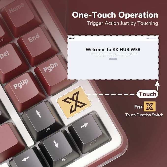 RK ROYAL KLUDGE X87 Gasket Mechanical Keyboard, 75% Wireless Gaming Keyboard with Touchable X-Plate & Volume Knob, Bluetooth/2.4GHz/Wired, Hot Swappable RGB Backlit (Red, Linear Cream Switch)