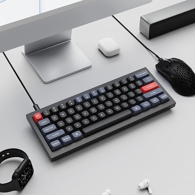 Keychron Q4 Wired Custom Mechanical Keyboard, QMK/VIA Programmable Macro, Full Aluminum, Hot-Swappable Gateron G Pro Blue Switch, 60% Layout Double Gasket Compatible with Mac and Windows - Black