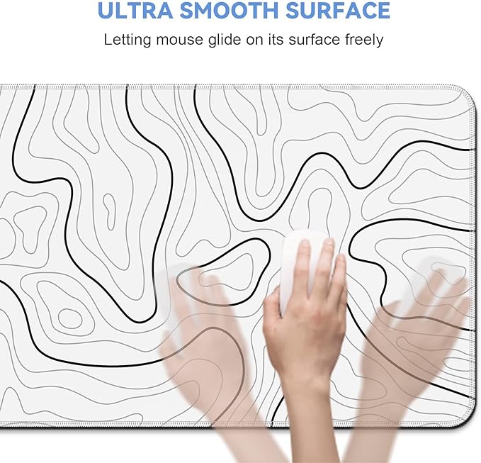Rcege Large Mouse Pad for Desk - Gaming Mouse Pad with Stitched Edges, Anti-Slip Base for Keyboard and Mouse(White Line, 31.5L x 15.8W inches)