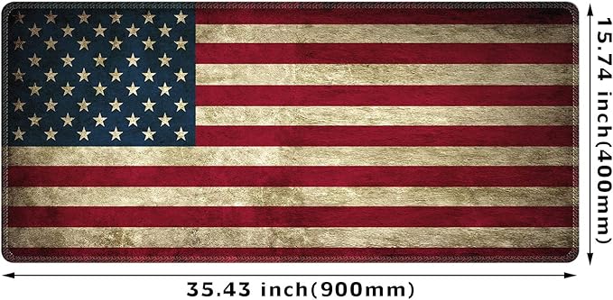 Meffort Inc Extra Large Extended Gaming Desk Mat Non-Slip Rubber Pads Stitched Edges XXL Mouse Pad 35.4 x 15.7 inch - USA Flag