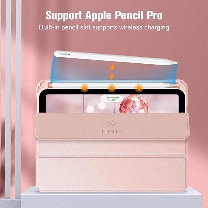Fintie Hybrid Slim Case for iPad Mini 7 (A17 Pro, 7th Generation) 2024 / iPad Mini 6 (6th Gen) 8.3 Inch, [Built-in Pencil Holder] Shockproof Cover Clear Transparent Back Shell, Rose Gold
