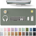 YSAGi Leather Desk Protector, Office Mat, Large Mouse Mat, Non-Slip PU Leather Blotter, Laptop Desk Pad, Waterproof Writing Pad for Office and Home (Dark Green, 35.4" x 17")