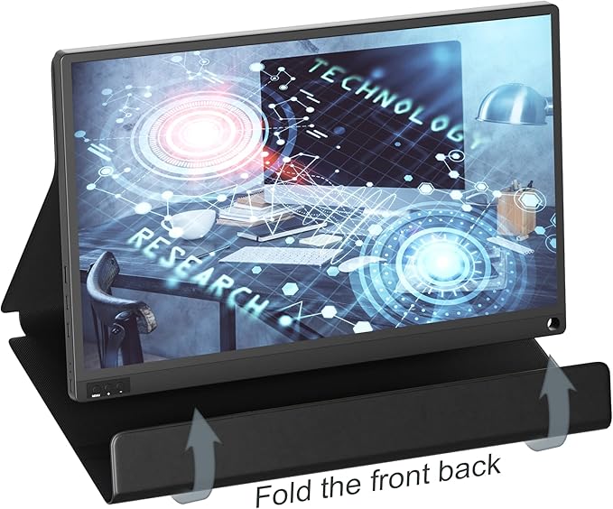 Portable Monitor for Laptop 16.1 Inch Full HD 1080P Dual Computer Monitor USB C HDMI with Speakers, Flat Travel Monitor for MacBook Pro PS4 PS5 PC, Smart Cover&Screen Protector Included…