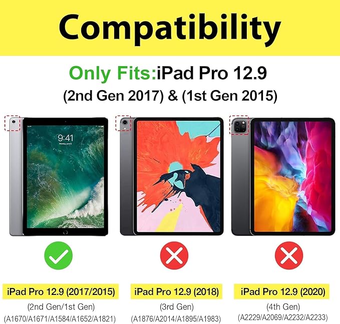 ProCase Smart Case for iPad Pro 12.9 Inch 1st and 2nd Generation (2015 and 2017 Model), Stand Cover Support Auto Sleep/Wake -Lightgrey