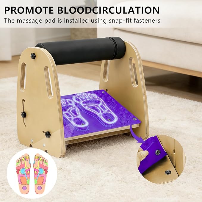 Wooden Under Desk Foot Rest for Work, Versatile Ergonomic Foot Stool with Dual Use Design for Office Home Gaming, Relieve Leg Back Lumbar Fatigue - Purple