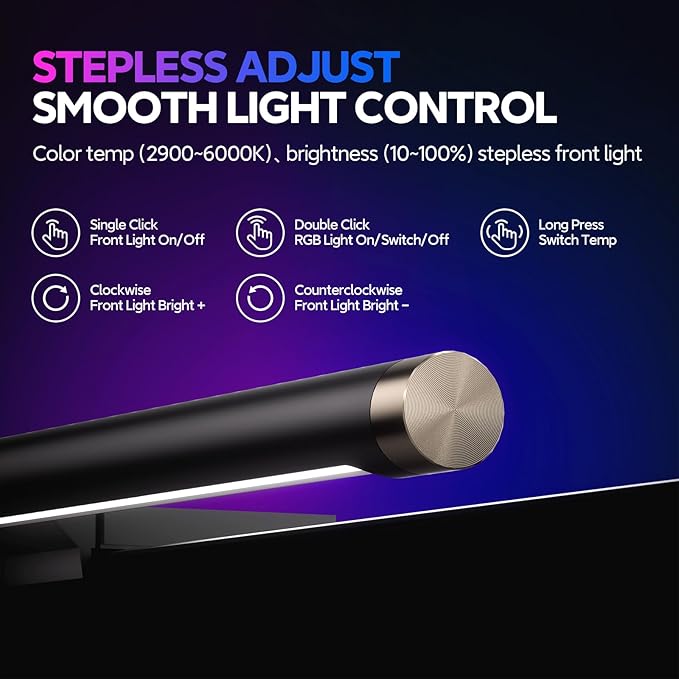 LYMAX RGB Monitor Light Bar, Computer Monitor Light for Eye Care, 4 Modes Backlight Adjustable Color & Brightness, USB Reading Monitor Lamp, No Glare, Space Saving for All Monitor