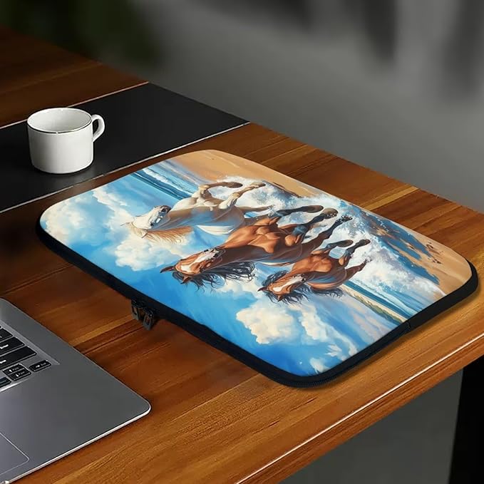 Horse Laptop Protective Sleeve for Women Men Computer Sleeve Neoprene Laptop Case Bag 17inch Portable Computer Carrying Case Suitable for Birthday Holiday Tablet Bags Blue
