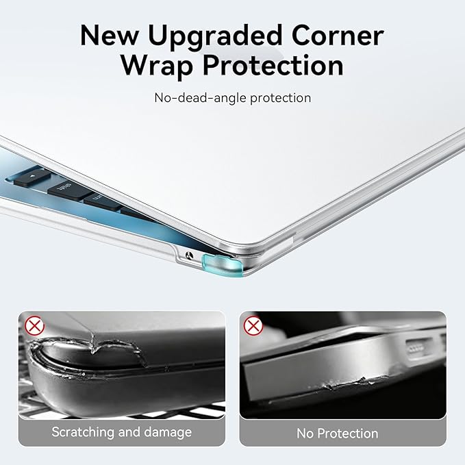 EooCoo Case Compatible with MacBook Air 13 inch M5 2026-2022 M4 M3 M2 A3449 A3240 A3113 A2681, Hard Shell Scratch Resistant Protective Cover Compatible for MacBook Air 13.6 inch Case, Frost Clear