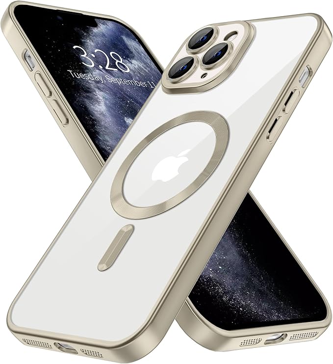 Hython Magnetic Clear for iPhone 11 Pro Max Case with Camera Lens Protector [Compatible with MagSafe] Plating Edge Slim Soft TPU Cover Protective Phone Case for iPhone 11 Pro Max 6.5", Matte Gray