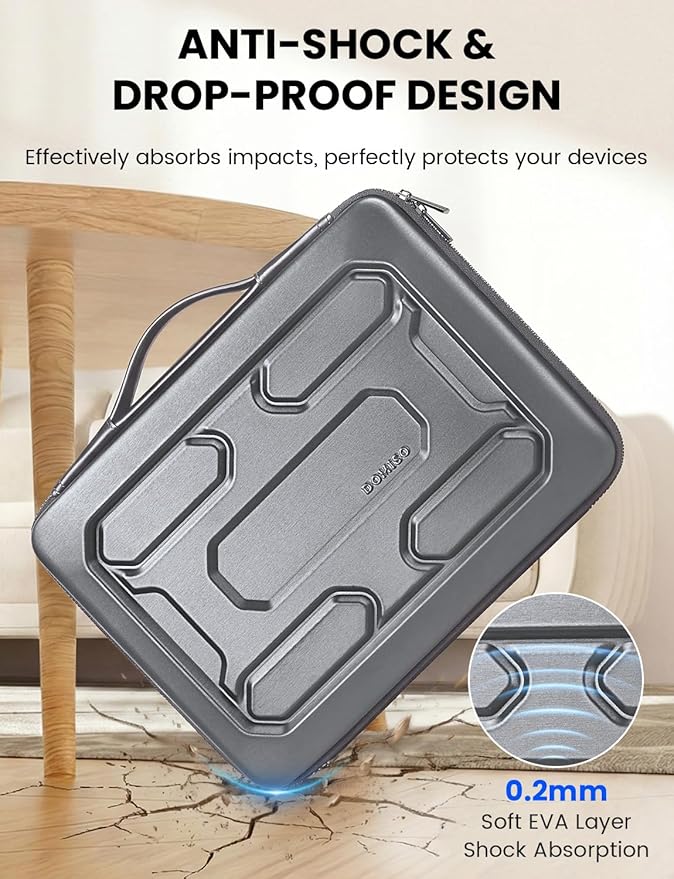 DOMISO Laptop Hard Case 17-17.3 inch Waterproof Shockproof Hard Shell Laptop Sleeve with Handle & Storage Pocket, Compatible with MacBook, HP, Dell,Dark Grey