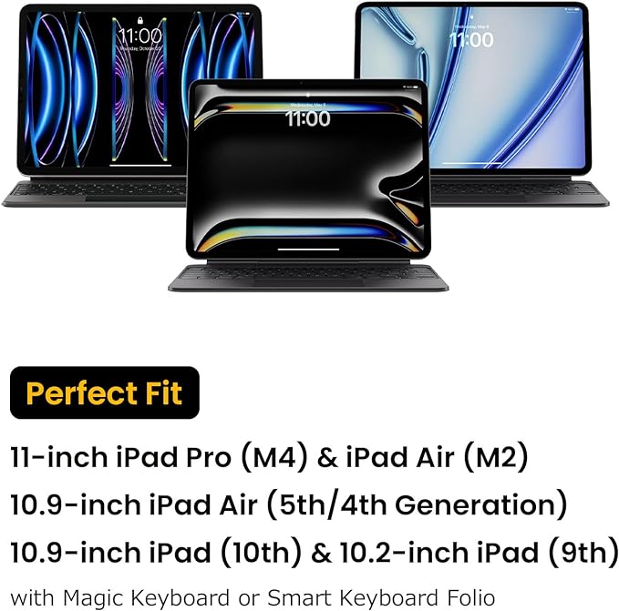 tomtoc 11 Inch Tablet Case Sleeve for 2026 iPad Air M4&M3, 2025 iPad Pro M5/M4, iPad (A16), Galaxy Tab S11/A11+, Fits Magic Keyboard and Smart Keyboard Folio