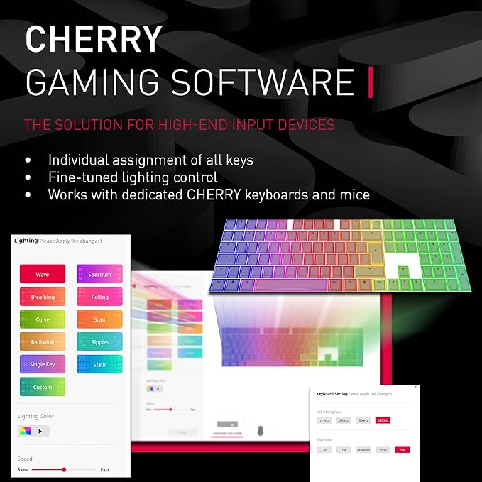 Cherry MX 3.0S Wireless Mechanical Gaming Keyboard. Aluminum Housing Built for Gamers w/MX Brown or Red Switches. RGB Backlit Color Display Over 16m Colors. (White w/MX Red Switches)