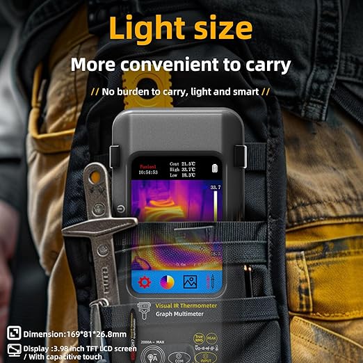 BSIDE Thermal Imaging Camera Multimeter 320×320 Resolution with 20000 Words Tester 3.98'' TFT Touchscreen 25Hz Infrared Thermal Camera (-20-550℃) 15 Thermal Palettes True RMS Auto-Ranging Multimeter