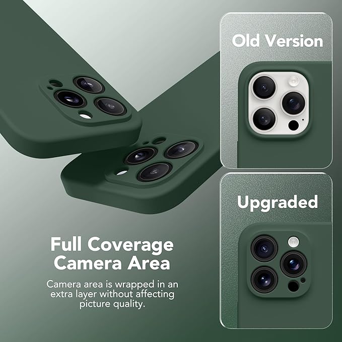 Magnetic for iPhone 15 Pro Case, Compatible with MagSafe, [Full Camera Protection][Screen Protector] Silicone Shockproof Protective Phone Case for iPhone 15 Pro 6.1", Alpine Green