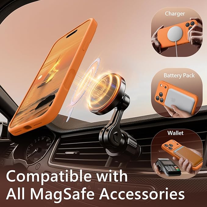 FireNova Magnetic for iPhone 17 Pro Max Case, Compatible with MagSafe, [Integrated Silicone Camera Control Button] [Camera Protection] Anti-Scratch Microfiber Lining Phone Case, 6.9", Orange