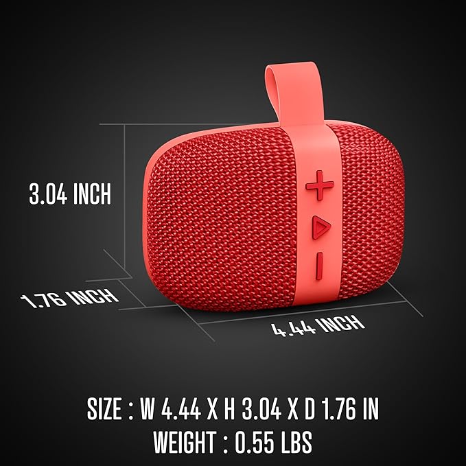 Fisher Portable Bluetooth Speakers, Clip-On Speakers Bluetooth Wireless, IPX5 Waterproof Speaker,10W Peak Power Bluetooth Speaker Stereo HD Sound, BT 5.3, FM Radio, for Pool, Beach, Use Anywhere