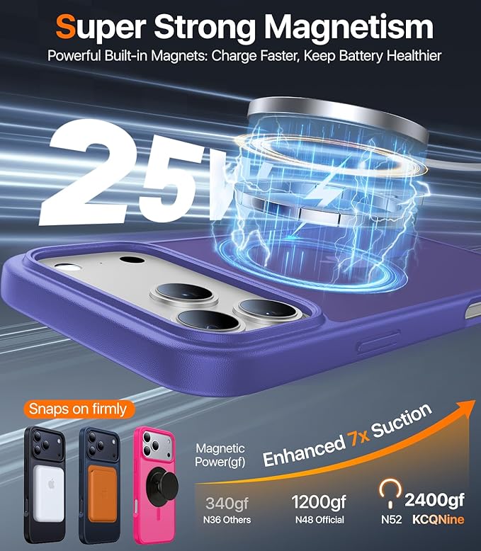 Magnetic for iPhone 17 Pro Max Case,[Anti-Slip][Compatible with MagSafe][Military Grade Drop Protection] Shockproof Protective Translucent Phone Case for iPhone 17 Pro Max Case,Cobalt Blue