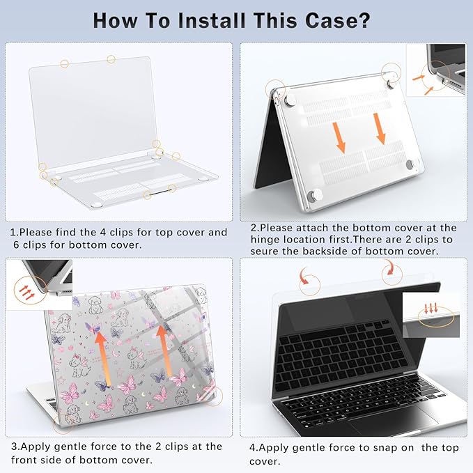 Compatible with MacBook Air 13.6 inch Case M5 M4 M3 M2 2026-2022 A3449 A3240 A3113 A2681 Release, Cute Kawaii Puppy Butterfly Protective Hard Shell Clear Cover for MacBook Air 13