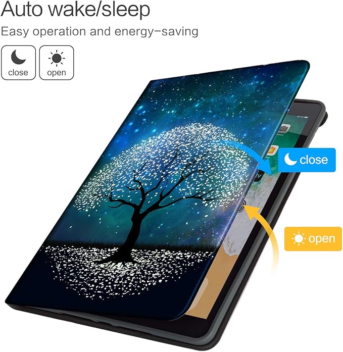 Vimorco iPad 9th/8th/7th Generation Case, iPad Case 9th Generation for iPads 10.2 Cases Auto Sleep/Wake, iPads Cover 9th Generation Multi-Angle View, Starry Sky Tree