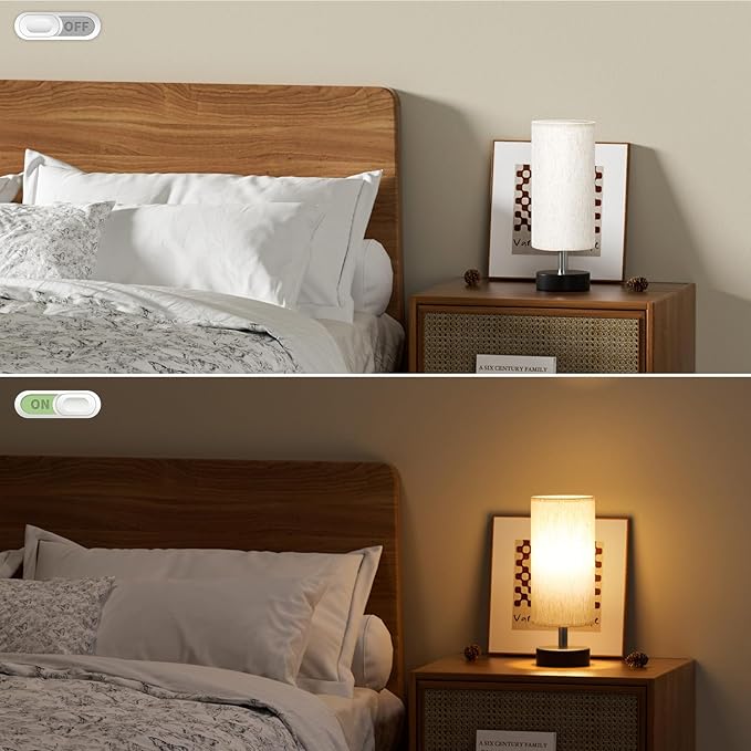 PartageiZ Small Table Lamp for Bedroom - Bedside Lamps for Night Stands, Minimalist Nightstand Light Lamp, Desk Lamps for Living Room, Office, Dorm