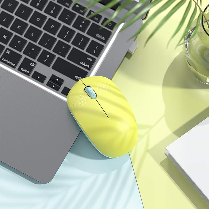 seenda Wireless Mouse for Laptop, 2.4G Noiseless Mouse with USB Receiver - Optical Tracking Portable Computer Mice for Chromebook, PC, Tablet, Windows System, 24 Months Battery Life - Yellow & Green