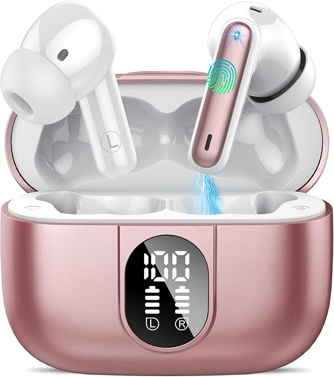Csasan Wireless Earbuds, 2024 Bluetooth Headphones 5.3 HiFi Stereo Earphones, 40H Playtime in-Ear Earbud, Bluetooth Earbud with Dual Mic Call, IP7 Waterproof Earphones Sport Headset for iOS