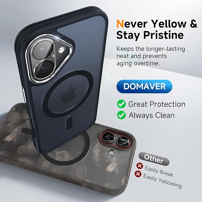 Magnetic 3 in 1 for iPhone 17 Case, [Omni-Directional Protection] with 1x Screen Protector + 1x Camera Cover, [Seamless Work with Magsafe] Translucent Protective Silm Phone Case for iPhone 17 Black
