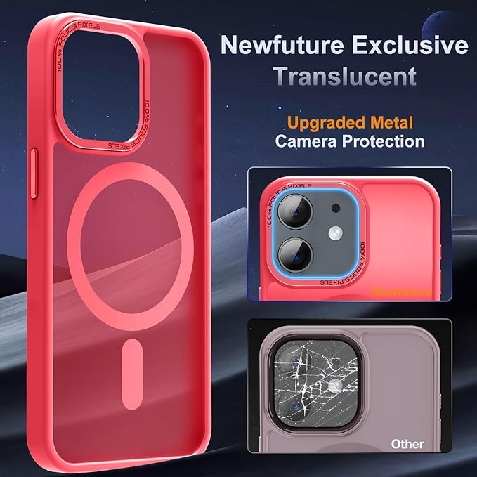 Newfuture Designed for iPhone 11 Case with Strong Magnetic [13 FT Military Drop Protection] [Compatible with Magsafe] Slim Translucent Matte Shockproof with Anti-Fingerprint Phone Case, Red