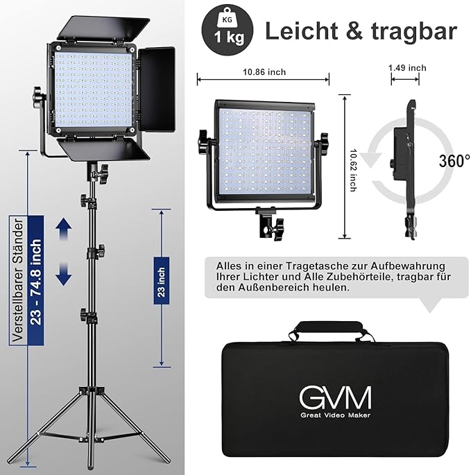 GVM 800D RGB LED Light Panel, 2 Packs Video Lighting Kit with 2 Softboxes, Continuous Output Lighting for YouTube Studio, Gaming, Streaming, 3200K-5600K, CRI 97+,18 Lighting Effects, APP Control
