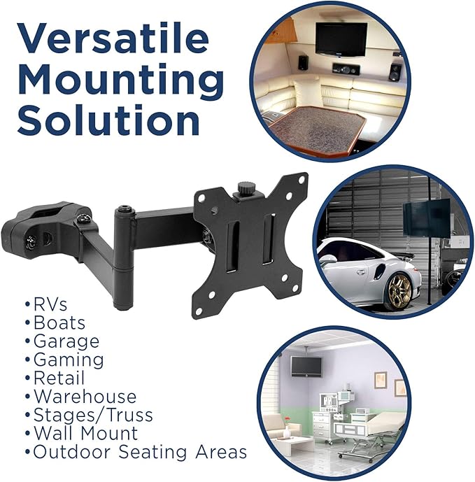 Mount-It! Universal Full Motion Steel Pole Mount with Articulating Arm and Removable VESA Plate for 17 to 32 Inch Monitors & TVs, VESA 75x75 & 100x100 Compatible, Black (MI-391)