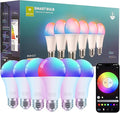 FRIDEKO HOME LED Smart Light Bulbs - Wi-Fi & Bluetooth Light Bulbs, Color Changing Light Bulb Compatible with Alexa and Google Assistant, A19 E26 RGBTW Light Bulb, 800LM (6 Pack)
