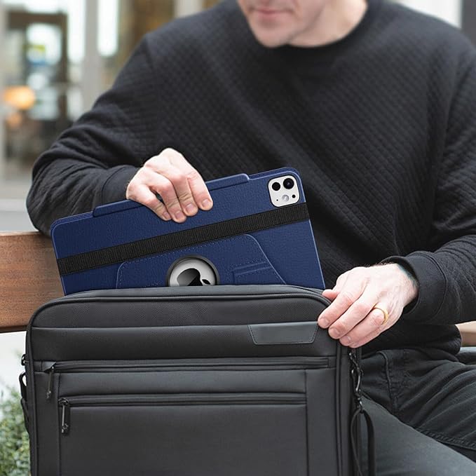 Fintie Rotating Case for iPad Pro 13-inch (M5) 2025 / (M4) 2024 with Pencil Holder - 360 Degree Swiveling Protective Stand Cover with Auto Wake/Sleep, Navy