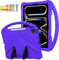 Kids Case for iPad Pro 13" M5 M4/Air 13" 2026 2025 2024, iPad Pro 12.9 2018-2022 Cover with Pencil Holder, Techcircle Lightweight Shockproof EVA Foam Handle Stand Anti-Slip Grip Rugged Case, Purple
