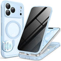BERFY for iPhone 17 Pro Max Case, Compatible with MagSafe, Built-in Privacy Screen Protector, Camera Protection, Shockproof Full Body Phone Case 6.9", Translucent Sky Blue