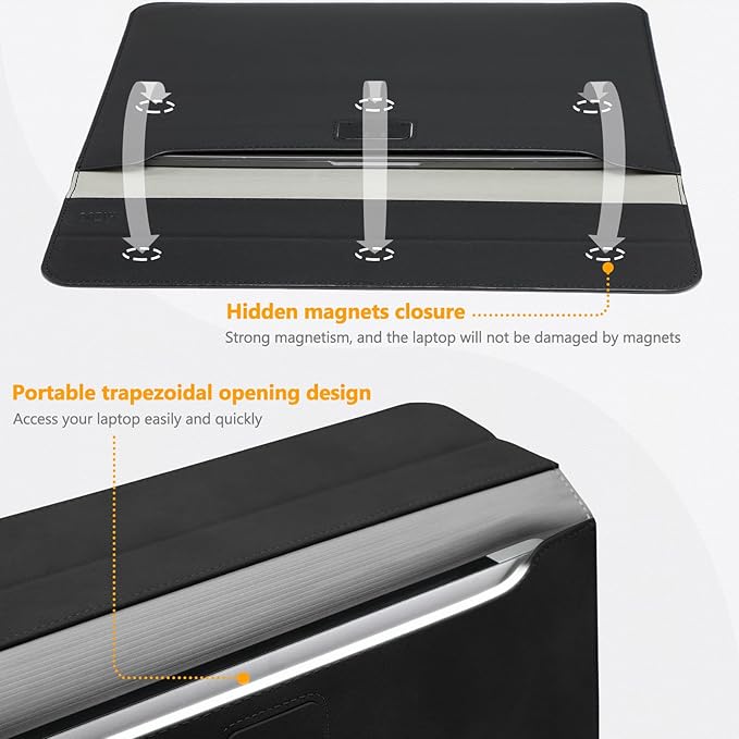 HYZUO 15-16 Inch Laptop Case Bag Sleeve with Stand Feature for MacBook Pro 16 M5/M4/M3/M2/M1 Pro/Max 2026-2019, XPS 15, MacBook Pro 15 2015-2012, Samsung Galaxy Book Flex 15, Black