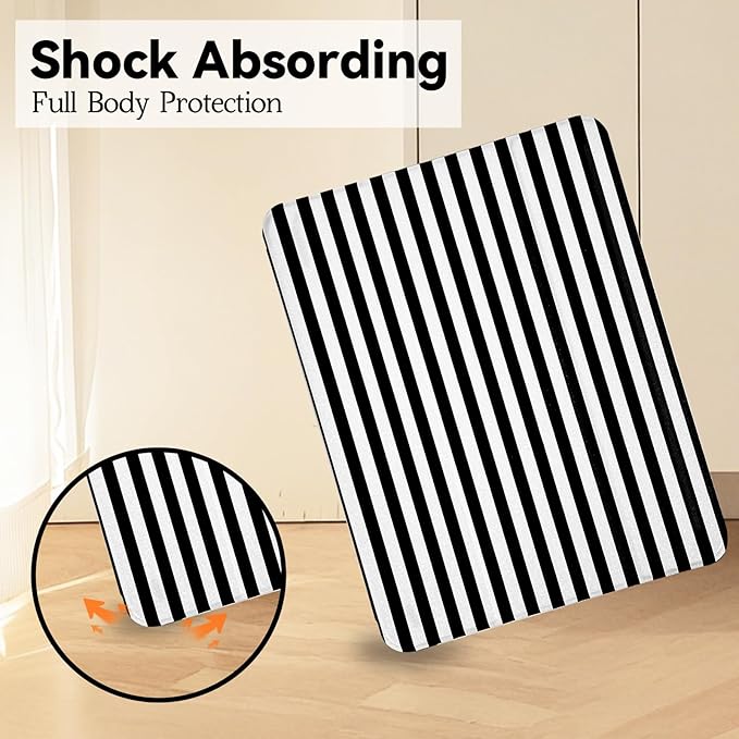 Lovmooful Compatible for iPad 11th 11-Inch A16 (2025),iPad 10 (10.9-Inch,2022 Model,10th Generation) Case with Pencil Holder Cute Striped Aesthetic Design Soft TPU Trifold Stand Protective-Black&White