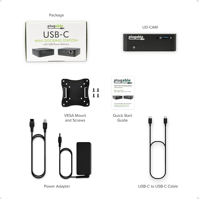 Plugable USB C Dock VESA Mount Compact with 85W Charging Thunderbolt 4/3 USB4 Compatible and Works with macOS, Windows, and ChromeOS Laptops (HDMI up to 4K@30Hz, USB-C PD) (Replaced by UD-Cube)